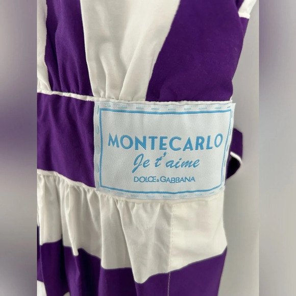 Dolce & Gabbana Monte Carlo Exclusive Je’ Taime Purple White Stripe Wrap Midi 38 - Picture 5 of 13